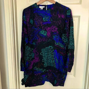 𝅺S•I•L•K•S  by St. Gillian 100% silk vintage MCM Art Deco oversized‎ blouse  6